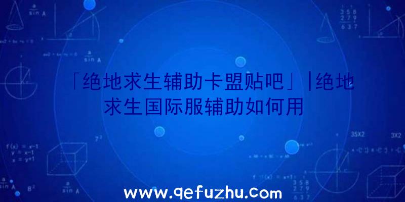「绝地求生辅助卡盟贴吧」|绝地求生国际服辅助如何用